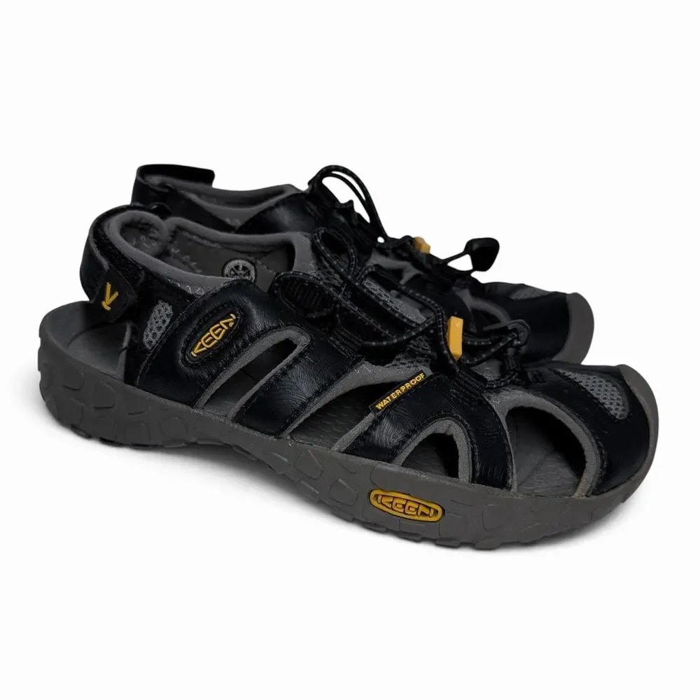 Keen Waterproof Sport Sandals Kids Sz 2 Black Gray Yellow Hiking Water Shoes